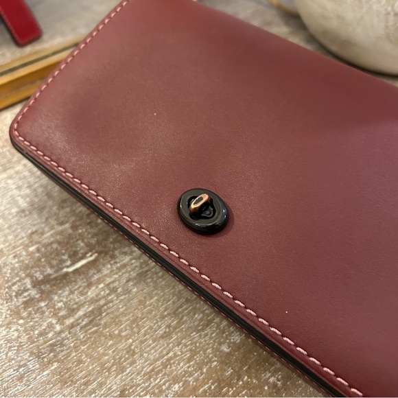 Coach Dinky Glovetanned Leather Crossbody Bag Burgundy Red - Picture 5 of 14